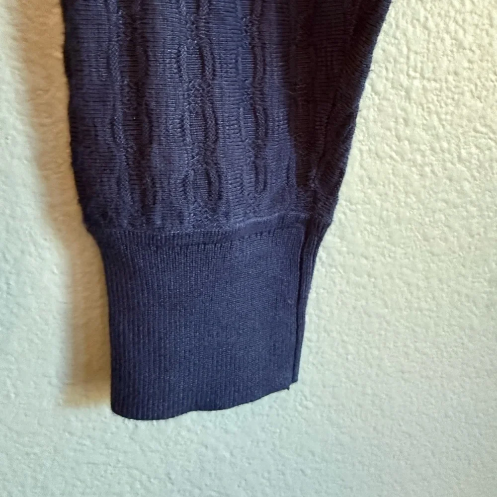 White House Black Market Peplum Cardigan Sweater Navy Size Medium - Picture 4 of 6